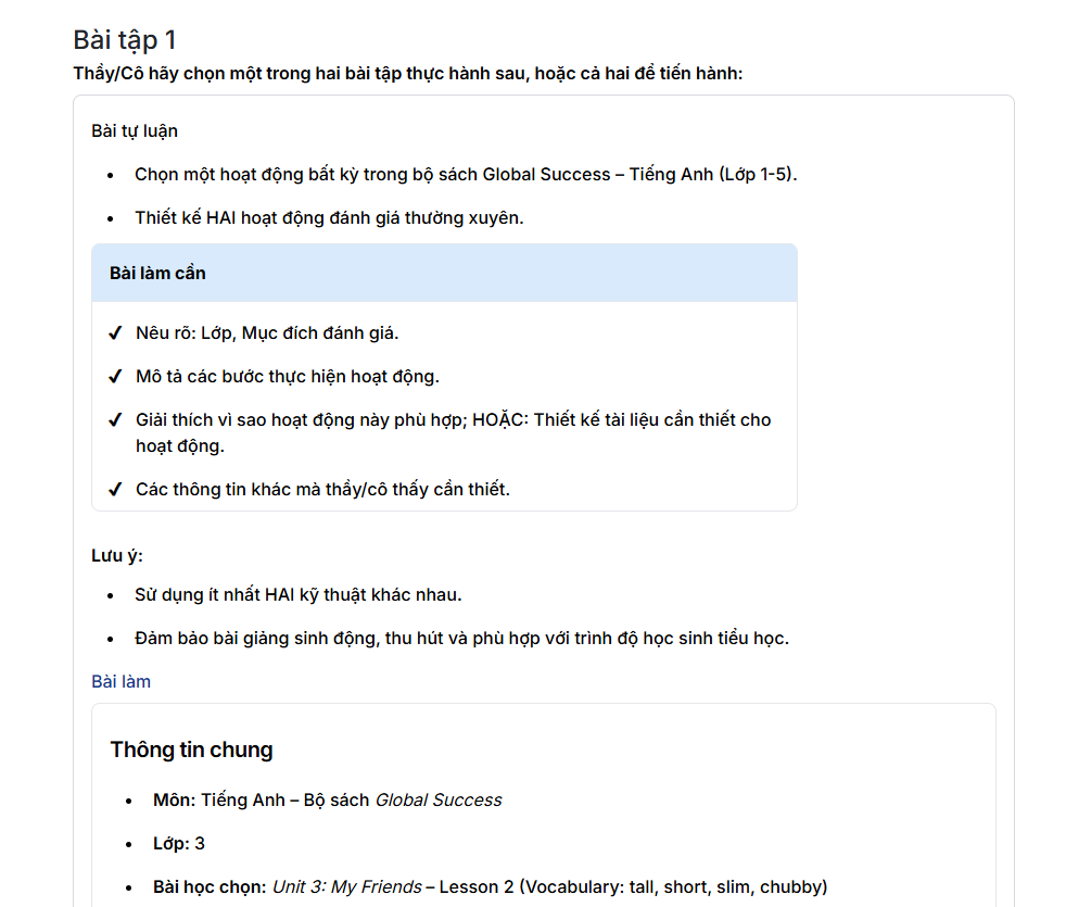 Giao diện sau khi nộp bài