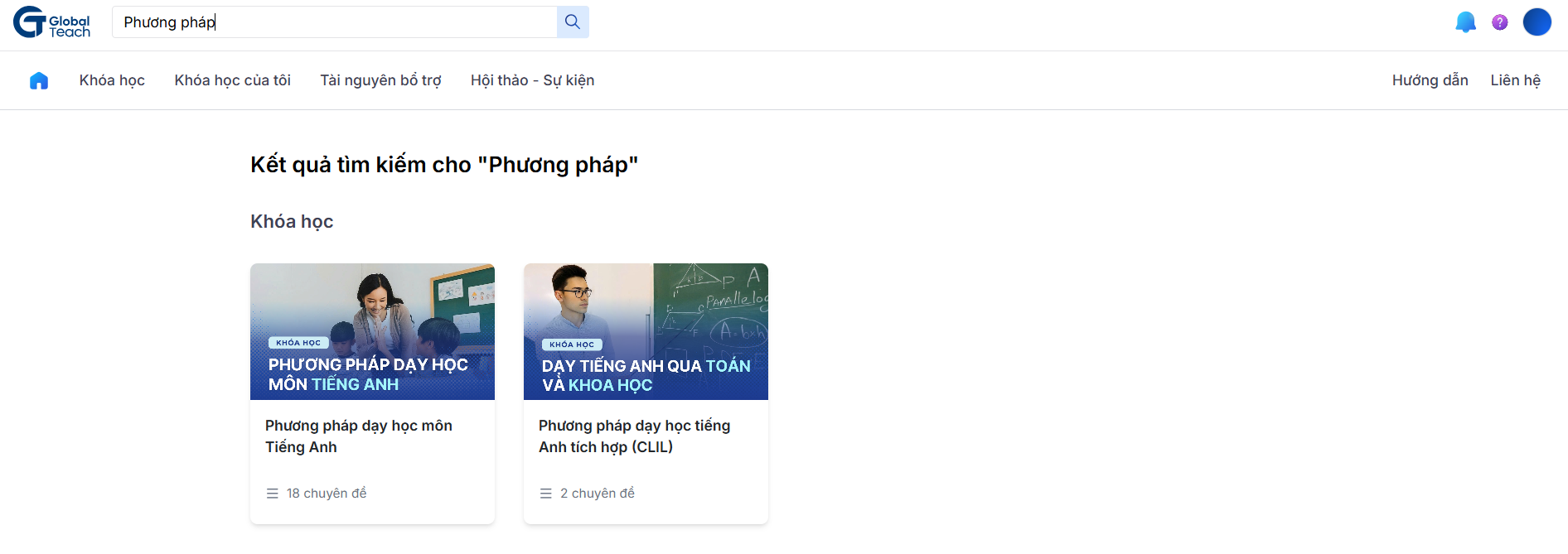 Kết quả tìm kiếm khoá học